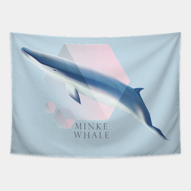 Minke Whale - Beautifully Styled Oceanic Mammal Tapestry by DesignFury