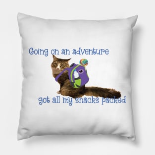 Going on an Adventure got my snacks packed Maine Coon Cat Kitten Pillow