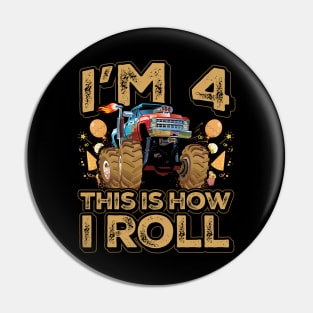 4 Year Old Boy Toddler Monster Truck Party 4th Birthday Pin