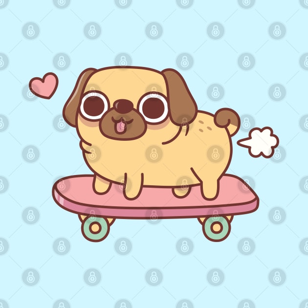 Cute Farting Pug On Skateboard Funny by rustydoodle