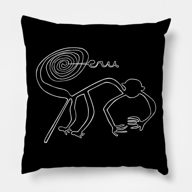 Nazca Lines. Primate monkey. Peruvian culture. Peru Pillow by Ideas Design