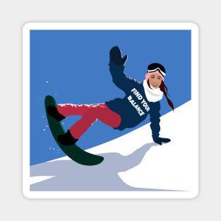 Young Woman Snowboarding illustration Magnet