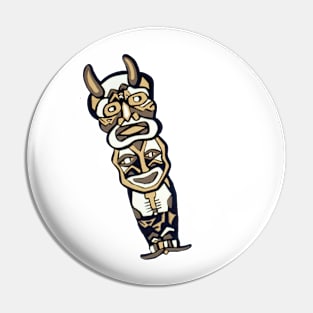 Vintage tribal totem illustration horned mask Pin