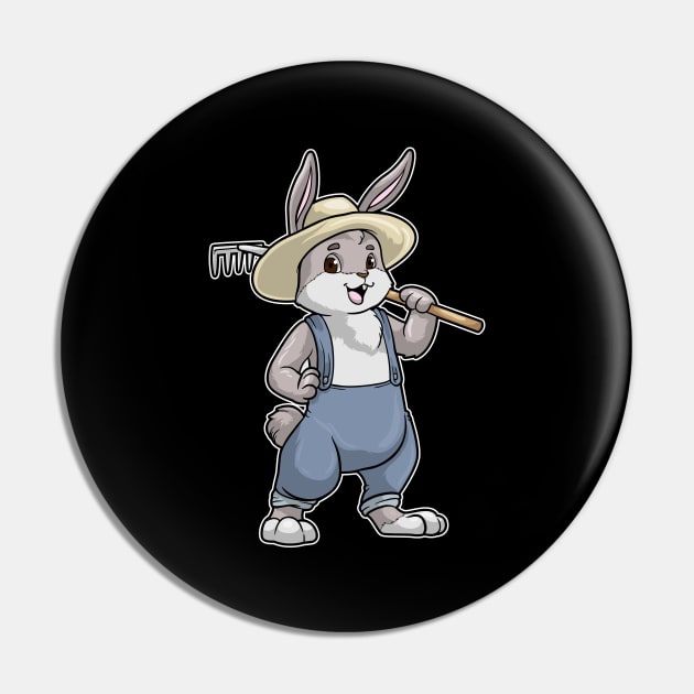 Rabbit as Farmer with Rake Pin by Markus Schnabel