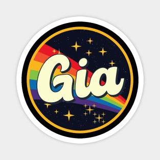 Gia // Rainbow In Space Vintage Style Magnet