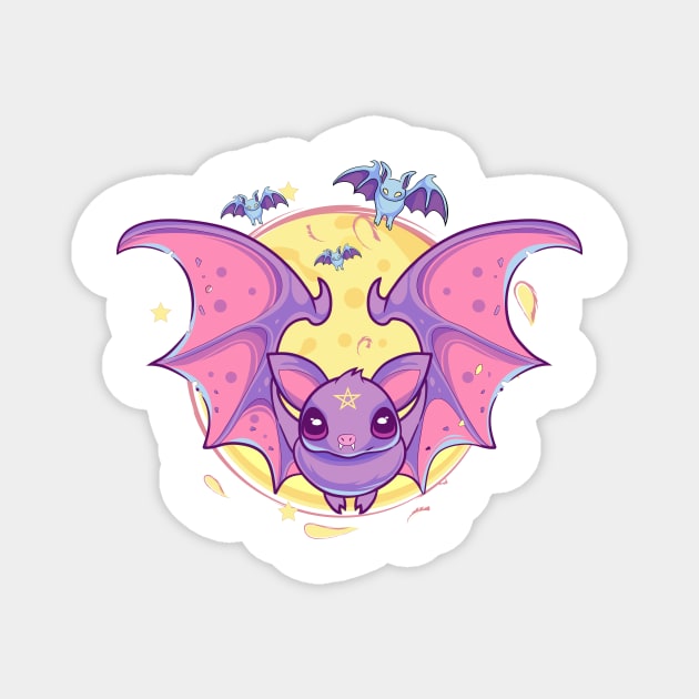 Kawaii Bat Pastel Goth Magnet by DionArts