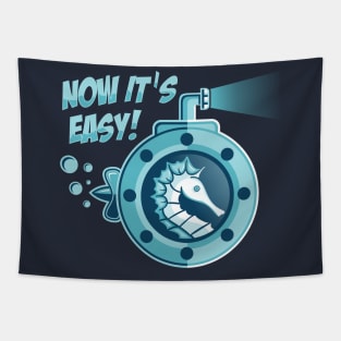 Sea Horse in Submarine illustration Tapestry