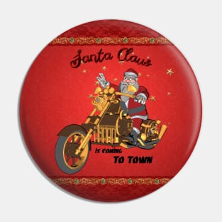 Santa Claus is coming on a motorcycle Pin