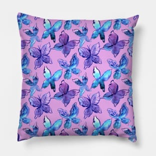 Butterfly Pattern with Purple Background Pillow