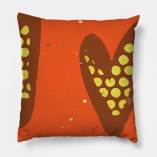 Bold Heart Abstract Background Design in Bright Orange Brown Monotones GC-116-3 Pillow