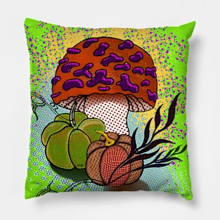 Abstraction. Mushroom and pumpkins. Pillow