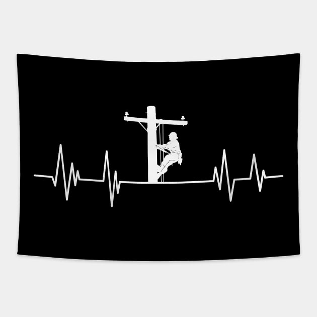 Electrician heartbeat, Linemen lover,engineer  heartbeat father birthday Tapestry by mezy