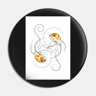 Dancing Koi Fish Yin Yang Line Drawing Pin