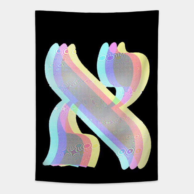 The Hebrew Letter Alef - RGB Glitch Tapestry by JMM Designs