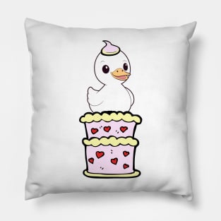 Funny duck jumping out of a cake Pillow