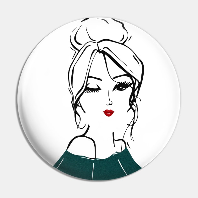 wink girl with red lipstick Pin by H&G