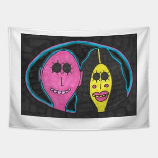 Pink and Yellow Couple Tapestry