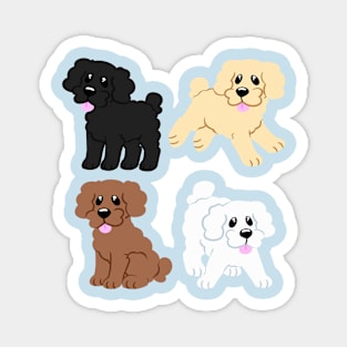 Simple Poodles in Blue Magnet