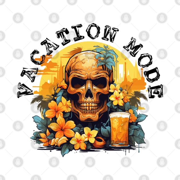 Skull and Drink - Vacation Mode (Black Lettering) by VelvetRoom