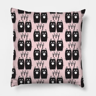 Black cats pattern. Funny Gifts & Clothing Collection with Cute black cats animals, Black Lovely Little Kittens pattern, trendy event decoration. Love, Birthday party, Baby shower Anniversary Pillow