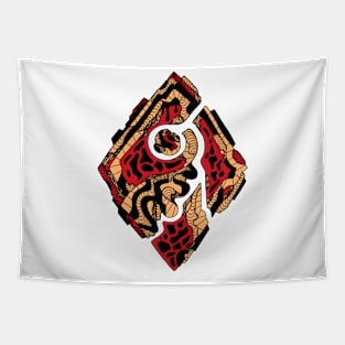 Red and Cream Abstract Rhombus Tapestry