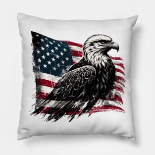 USA Flag with Bald Eagle Pillow