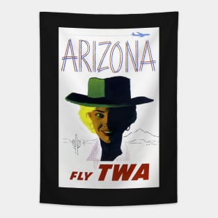 Reprint of Vintage TWA Fly To Arizona Travel Print Advertisement Tapestry