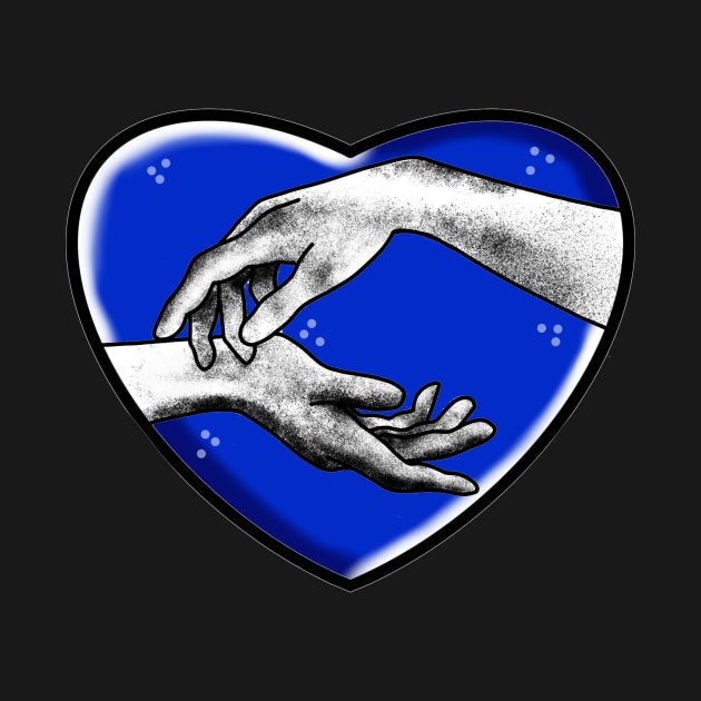 erotic hands in a royal blue heart cute gift by AnanasArt