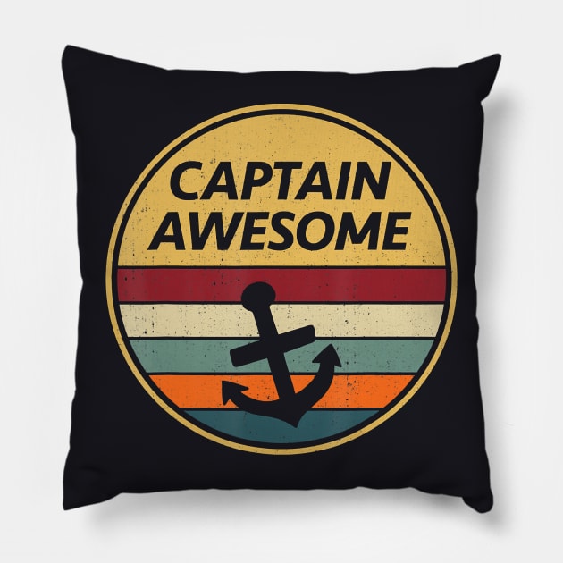 Retro Anchor Sailboat Vintage Sailing Captain Pillow by AlexWu