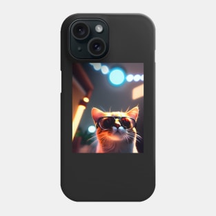 Adorable Kitten with Glasses - Modern Digital Art Phone Case