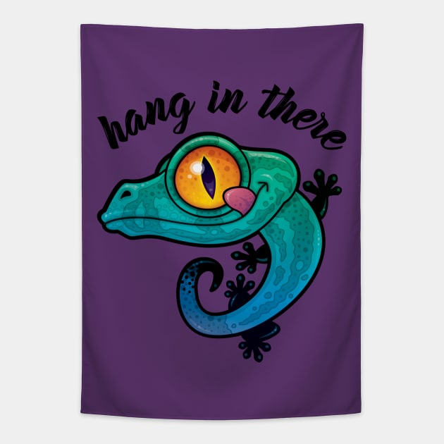 Hang In There Colorful Gecko Tapestry by fizzgig