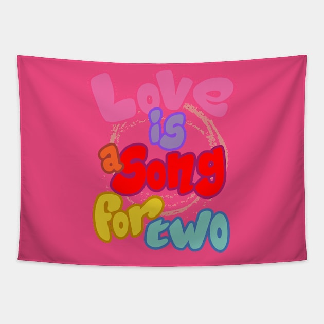 Love is a Song for Two: A Red and Pink Affair of Love, Life, and Beauty Tapestry by PopArtyParty