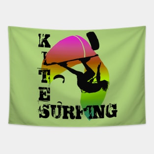 Kite Surfing WIth Freestyle Kitesurfer And Kite 6 Tapestry