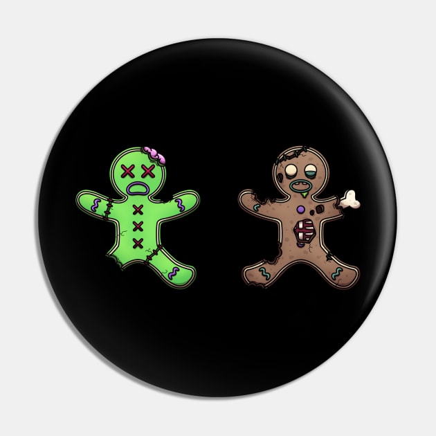 Zombie Gingerbread Men Pin by TheMaskedTooner