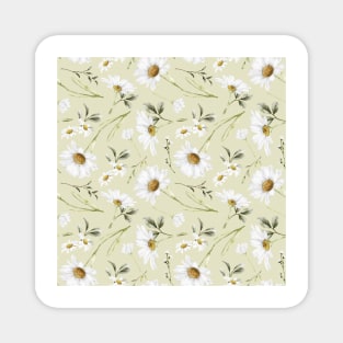 White Watercolor Flowers 1 Magnet