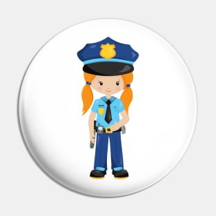 Police Girl, Police Officer, Cop, Orange Hair Pin