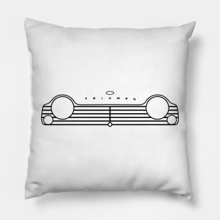 Triumph TR4A classic British roadster sports car minimalist front outline graphic (black) Pillow