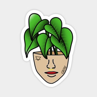 Tropical Plant Person With Face Tattoos and Septum Piercing Magnet