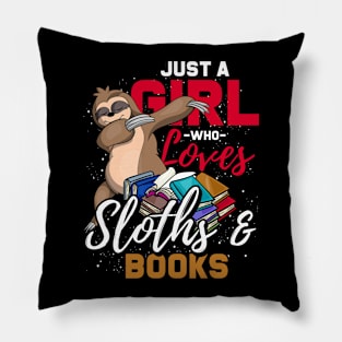 Bookworm Girl Sloth Pillow