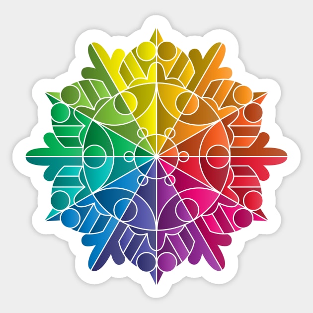 Colors of the Rainbow Snowflake Stickers