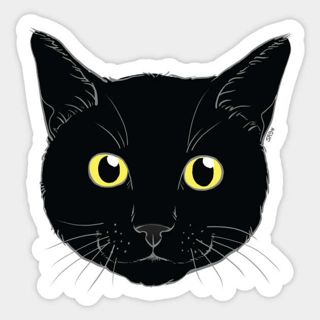 Download Black Cat Face Yellow Eyes Black Cat Face Sticker Teepublic