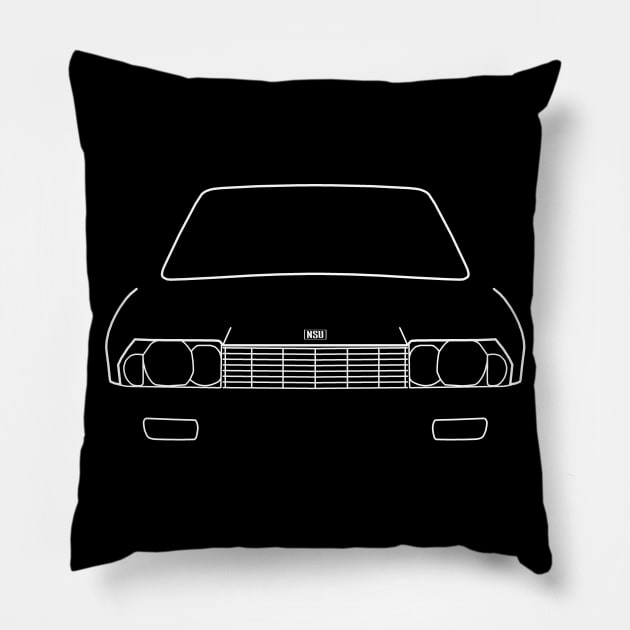 NSU Ro 80 classic car white outline graphic Pillow by soitwouldseem