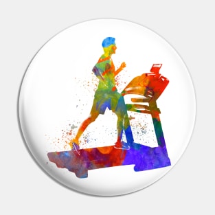 Young man treadmill in watercolor Pin