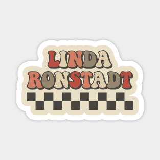 Linda Ronstadt Checkered Retro Groovy Style Magnet