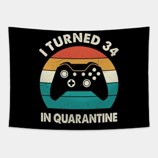 I Turned 34 In Quarantine - Sunset Retro Vintage 1986 34th Birthday Gift Tapestry