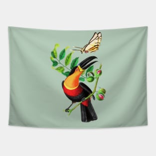 colorful Bird, flower and butterfly Tapestry