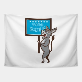 Vote 2016 Democrat Donkey Mascot Cartoon Tapestry