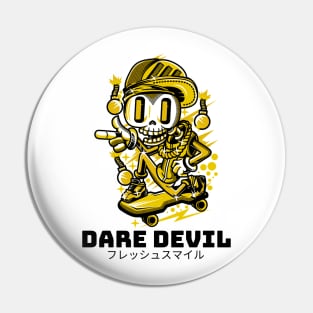 Dare Devil Skeleton Skateboarder Pin