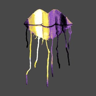 Nonbinary Pride Dripping Watercolor Lips T-Shirt