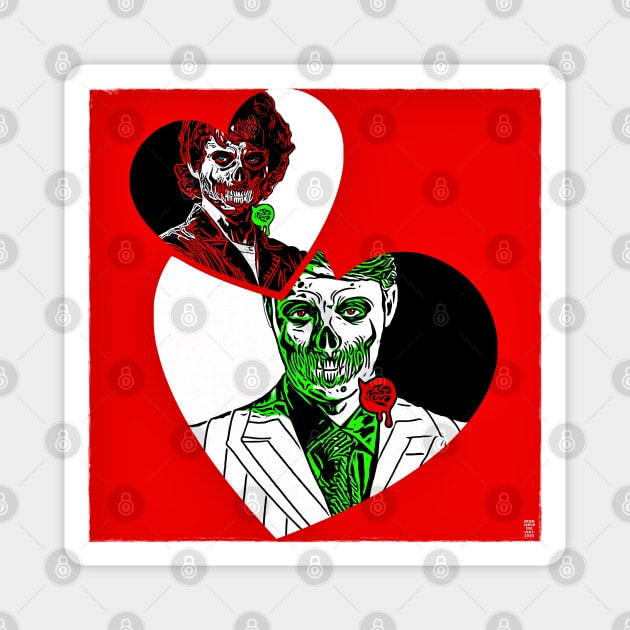 Zombie Hannibal and Will Halloween Hannigram Magnet by OrionLodubyal